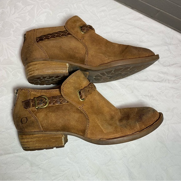 Born Sylvia Suede Leather Boots Beaded Ankle Strap Tobacco Combo 8.5 M Camel - Picture 9 of 13